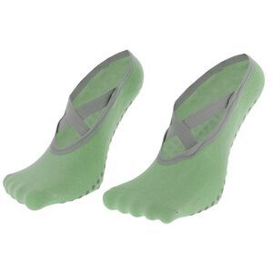 Short Cross-Strap Yoga Five Toe Socks Green 1 Pair